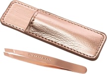 Tweezerman Rose Gold Mini Slant Tweezer with Case - Tweezers For Facial Hair Re