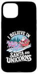 iPhone 15 Plus I believe in Santa and unicorns funny Santa xmas pajamas Case