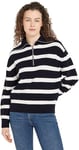 Tommy Hilfiger Sweat avec Fermeture Éclair Femme 1/2 Zip Sweater Pull en Maille, Multicolore (Desert Sky/Ivory Petal Stripe), XL