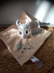 Doudou plat lapin Panpan Thumper gris blanc beige rayé jaune Disney Baby