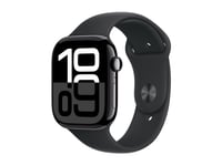 Apple Watch Series 10 (Gps + Cellular) - 46 Mm - Jet Black Aluminium - Smart Klocka Med Sportband - Fluoroelastomer - Svart - Bandstorlek: M/L - 64 Gb - Lte, Wi-Fi 4, Uwb, Bluetooth - 4G - 35.3 G