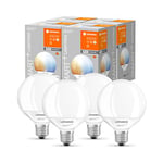 LEDVANCE Lampe LED intelligente avec Wifi, Culot E27, Gradable, Couleur de la lumière modifiable (2700-6500K), Forme Globe, Mat, Remplacement des ampoules de 100W, paquet de 4