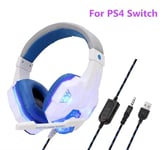 Casque de jeu st¿r¿o professionnel 9D avec microphone PC casque Gamer pour XBOX PS4 ordinateur portable t¿l¿phone accessoires de jeu-WhiteBlue PS4 Switch_XINENGJI