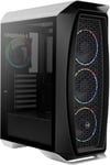 Eclipse Mid Tower Case - Aero One PC Gaming Case 4 x 120mm ARGB Fans with 1-6 PC Fan Hub PWM Compatible, Mesh Front Tempered Glass Side Panel, Supports Liquid Cooling, Cables Included, White