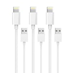 3-Pack 2M Lightning laddare iPhone 13/12/11/ Xs/Max/X/8/7/6/5/SE Vit