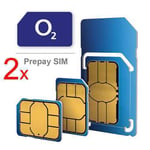 2x Pay As You Go PAYG O2 Micro Nano SIM Card Adapter for iPhone iPad Samsung