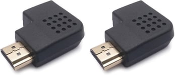 Lot de 2 adaptateurs HDMI plats mâles vers HDMI femelles - Adaptateurs horizontaux à angle droit avec connecteurs plaqués or pour ordinateur, console PS, ordinateur portable, moniteur de PC.[V981]