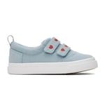 TOMS Fenix Double Strap Basket Fille, Pastel Blue Washed Denim Metallic Embroidered Hearts, 27 EU