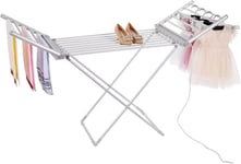 Electric Extendable Heated Folding Clothes Horse Airer Dryer Heated Wings