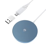 Chargeur Induction Rapide Compatible MagSafe, 15W Magnétique sans Fil Charger pour iPhone 15/14/13/12 Series et AirPods, Bleu