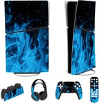 Autocollant Pour Ps5 Slim Console Digital Edition Sticker Skin Pour Ps5 Slim,Kit D'autocollants Accessoires Pour Ps5 Manette Pour Ps5 Télécommande&casque&station De Charge-Bleue Fl[Yin140559]