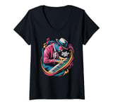 Womens Jazz Vibes Only Piano Musician Energy V-Neck T-Shirt