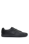 BOSS Mens Aiden Tenn Faux-Leather Trainers with Grained and Plain Textures Size 5 Black