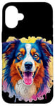 Coque pour iPhone 16 Plus Berger australien Femmes Hommes Enfants Chien Aussie Art Portrait