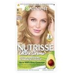 Garnier Nutrisse Permanent Hair Dye, Natural-looking, hair colour result, For All Hair Types, 9 Light Blonde (Packaging may vary)