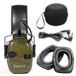 Honeywell DulElectronic Shooting Earmuff,Anti-bruit,Sauna,Téléphone,Amplification du son,Protection auditive,Casque,Pliable - Type Green-ear pads-case #A