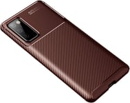 Compatible Pour Étui Samsung Galaxy S20 Fe 5g, Fibre De Carbone Texture Bumper Housse De Protection, Design Superbe, Élégante Et Solide. Marron