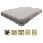 Matelas Ressorts Ensachés 140x190 x 23 cm Soutien Très Ferme - 7 Zones de Confort - - Très Respirant