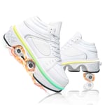 JYHGX Deformation Invisible Roller Skates for Boys Girls 2 in 1 Parkour Shoes with 7 Color Led Light Outdoor Sports Double Row Quad Roller Skates