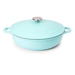 Casserole Dishes with Lid Oven Proof – Non Stick Shallow Dutch Oven – Induction Cooking Pot – Oven Safe Aluminium Stockpot – 3.9L, 28cm, Teal – by Nuovva