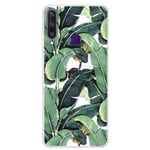 Huawei Y6p - Gummi cover i printet design - Banan blad