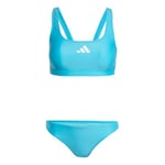 adidas Bikini 3 Bandes Dos en V pour Femme 26, Cyan/Blanc, 54