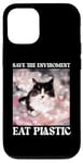 iPhone 15 Pro Help Save the Environment: Eat Plastic – A Cute Cat Meme Case