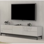 Meuble TV sur pieds 1 porte 4 tiroirs L170cm FLORENCE blanc Taille unique