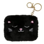 DRAEGER Paris | Porte-Monnaie Peluche Chat Noir | Porte-Feuille Tout Doux avec Porte-clés |Trousse Affaires personnelles | Idée Cadeau Fille Femme Enfant Adulte | Cadeau Mignon