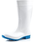 Ladeheid Bottes de Pluie Femme en Caoutchouc PVC avec Semelle Extérieure Antidérapante 100% Imperméable Chaussures pour Femmes résistantes à l'eau LA-967 (Blanc/Bleu, 38 EU)