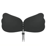 MITALOO Sticky Push Up Adhesive Invisible Backless Bra Magic Nipple Covers Strapless Bra - Black - C