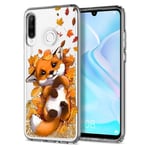 Anreixx Coque en silicone pour Huawei P30 Lite - Motif renard mignon - Avec paillettes scintillantes - Sable mouvant et coussin en TPU souple