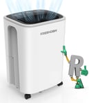 12L/Day Dehumidifier, FRESHDEW Dehumidifiers with Drain Hose, 2.3L Water Tank,