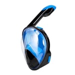 MHSHKS Full Face Snorkeling Mask Diving Masks 180°Seaview Easy Breathing Diving Masks Snorkelling Gear For Adults Or Kids Anti-Fog Anti-Leak With Action Camera Slot (Color : Black blue, Size : S-M)