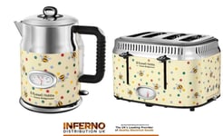 RUSSELL HOBBS EMMA BRIDGEWATER BUMBLEBEE AND POLKA DOT KETTLE AND TOASTER SET