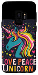 Coque pour Galaxy S9 Licorne ludique avec des couleurs d'amour