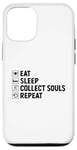 Coque pour iPhone 12/12 Pro Eat Sleep Collect Souls répète Grim Reaper Halloween