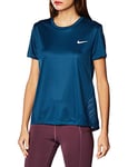 Nike W Nk Miler Top Ss T-Shirt - Valerian Blue/(Reflective Silver), Large