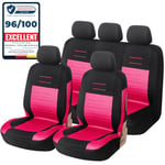 upgrade4cars Housse de Siege Voiture Universelle Noir Rose | Ensemble de Housses Siège Auto Universel | Couvre Sieges pour Avant et Arrière