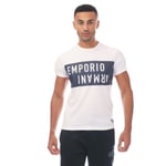 Emporio Armani Mens Crewneck T-Shirt in White Navy - Blue & White Cotton - Size 2XL