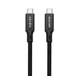 NÖRDIC 25 cm USB4 USB-C til C nylonflettet kabel PD3.1 240W 40G 8K60Hz 4K144Hz svart