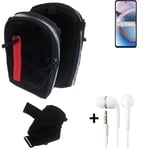 Shoulder bag / holster + earphones for Motorola Moto One 5G Ace Belt Pouch Case