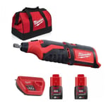 C12RT-202B Meuleuse droite 12V - 2 x 2.0Ah Batteries + Chargeur en sac de transport - Milwaukee