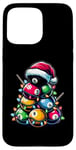 Coque pour iPhone 15 Pro Max Queue de billard en poils de boule de billard Chapeau de Noël