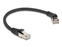 Delock - Patch-Kabel - Rj-45 (Hane) Högervinklad Till Rj-45 (Hane) Rak - 25 Cm - 6 Mm - S/Ftp - Cat 8.1 - Stiftkoppling: 1:1, Upp Till 40 Gbps Dataöverföringshastighet, Halogenfri, Formpressad, Hakfri - Svart