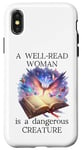 Coque pour iPhone X/XS A Well Read Woman is a Dangerous Creature Womens Floral Book