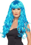 Smiffys Womens Long and Curly Blue Wig with Bangs, One Size, Siren Wig, 50205704