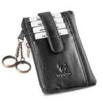 MATADOR Porte Clef avec 4 Porte Carte Crédit et Porte Monnaie en Cuir Véritable | Mini Pochette Rangement Clé avec Blocage RFID et Boîte Cadeau | Sac Cuir Porte Clés Voiture Multifonction | Nappa Noir