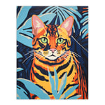 Bengal In The Jungle Bold Vibrant Screen Print Risograph Artwork Spot Colour Duotone Retro Riso Interior Design Unframed Wall Art Print Poster Home De