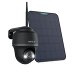 Reolink 4K PT Camera Solaire avec Projecteur, 2,4/5Ghz WiFi, Camera Surveillance WiFi Exterieure sans Fil, Vision Nocturne Couleur, Détection Personne/Véhicule, Argus PT Ultra(Noir)+Panneau Solaire